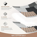 Y-PLWOMEN Quilts Queen Size - 3 Piece Cotton Quilt Set, Lightweight Bedspreads, Farmhouse Plaid, Reversible, All Season, Grey, Black, Brown, White