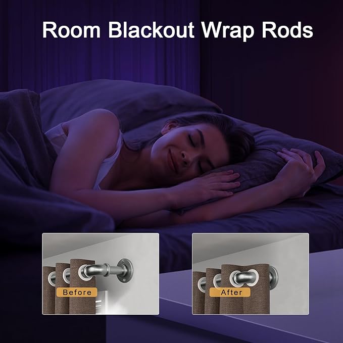 Silver Curtain Rods 18 to 45 in,Wraparound Curtain Rods,Adjustable Length,1 in Diameter Pipe,Wall or Ceiling Mounted,for Bedroom and Living Room (Silver 18” to 45”)