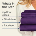 Twin XL Sheets Set 4 Piece - Includes 2 Pillowcases - Bed Sheets Twin XL Size - Soft Hotel Luxury Bedding - Cooling, Comfy and Breathable - 1 Flat & 1 Fitted & 2 Pillowcases w/ Deep Pockets - Purple