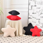 Xiashrk Star Pillow, Decorative Throw Pillows for Bed Couch, 15" Star Shaped Pillow Plush Floor Cushions Room Decor Pillow with Faux Rabbit Fur for Sofa Bedroom Living Room (Black, 15" x 15")