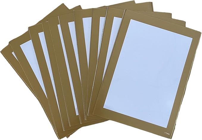 Magnetic Picture Frames(4"X6",10 Pack) with Golden Border,Magnet Photo Frame Pockets/Postcard Holder,Decorations for Home refrigerator/Office Whiteboard/school Locker/Classroom/Party