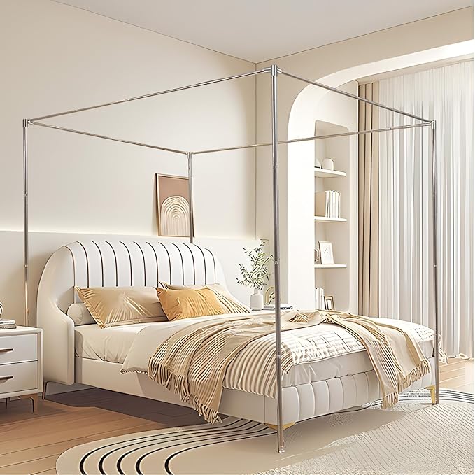 Canopy Bed Frame Post for King Size, Premium Stainless Steel Post Poles, Thicken Canopy Frame, Fit for Four-Corner and Mosquito Curtains