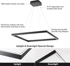 Black Modern Square Chandelier, Square Ceiling Light Fixture, Contemporary Chandelier Pendant Light for Kitchen Island, Dining Room, Bedroom