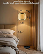 Lightdot 64.9IN Black Arc Floor Lamp, Modern Floor Lamps for for Wedding/Party, Standing Lamp with Linen Shade, Tall Floor Lamp Living Room/Bedroom (Bulbs Included)