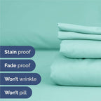 King Sheets Set 6 Piece - Includes 4 Pillowcases - Bed Sheets King Size - Soft Hotel Luxury Bedding - Cooling, Comfy, Cozy & Breathable - 1 Flat & 1 Fitted & 4 Pillowcases w/ Deep Pockets - Spa Blue
