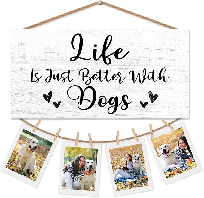Dog Grandparents Gifts Picture Frame Photo Holder for Wall, Dog Lovers Gifts for Women Owners Dog Mom, Dog Gifts for Grandma Grandpa, Funny Gifts, Best Dog Ever Gifts Gifts Hanging Photo Display