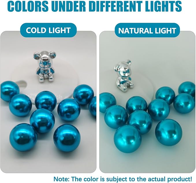 200 PCS Lake Blue Vase Fillers, Pearls Bead for Centerpieces Vases, 10/14/20 MM No Hole Beads, Fake Pearls for Wedding Birthday Anniversary Theme Party Table Centerpieces Decor