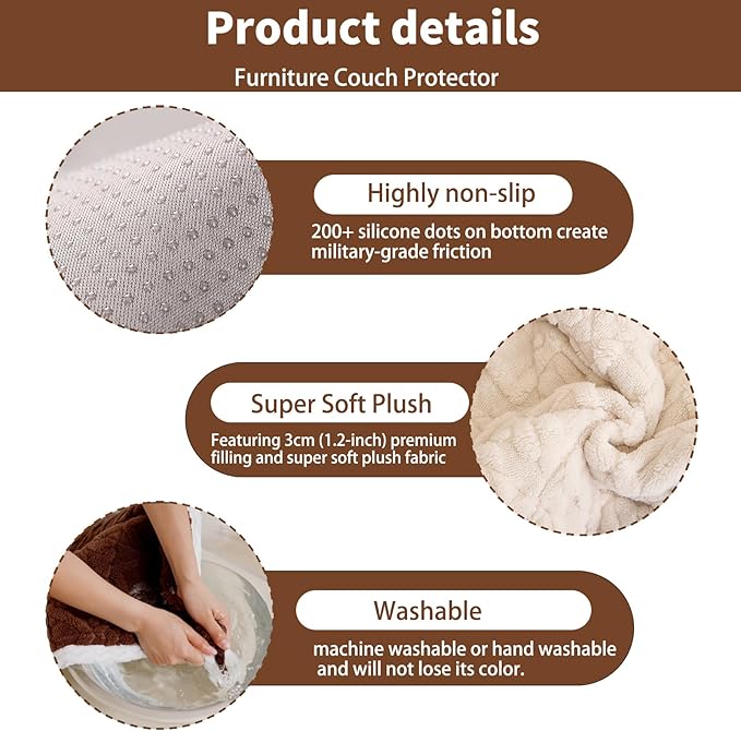 Plush Couch Cover for Pets Super Soft Sofa Covers for Cats & Dogs Washable Sofa SlipCover Furniture Couch Protector for Living Room(35" x 71", White)