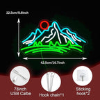 Mountain Neon Sign for Wall Decor Dimmable Landscape Neon Light with USB Powered Sunrise and Sunset Led Light Up Sign for Bedroom Living Room Hotel Decor(16.7 * 8.7In)