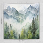 HZOHNAGO Mountain Tapestry Misty Green Forest Mountain Pattern Printed Wall Tapestry Wall Hanging for Bedroom Living Room Dorm 60" W x 60" H