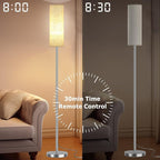 Smart LED Floor Lamp with APP Control & RGB Colors - Dimmable Standing Lamp for Living Room, Bedroom, Gaming - Remote, Timer, 9W Bulb Included, 67" Modern Tall Lamp (Silver Beige)