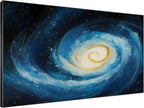 SIGNWIN 46"x72" Extra Large Framed Wall Art Spiral Galaxy Vivid Blue and Yellow Cosmic Space Illustration for Home Living Room Bedroom Decor (Frame Assembly Required)