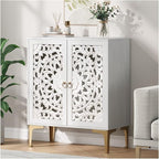 Accent Cabinet with Doors,Storage Cabinet with Gold Legs and Adjustable Shelf, Sideboard Buffet for Living Room,Entryway,Dining Room,Bedroom,White