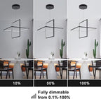 Modern LED Chandelier - Square Pendant Light, Contemporary Style, Dimmable for Living, Dining, Bedroom, Kitchen, Study Room - 65W, 6000K Cool Light (Black)