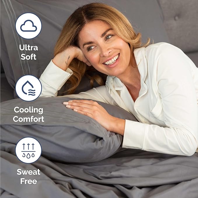 Twin Size 3 Piece Sheet Set - Comfy Breathable & Cooling Bed Sheets Set - Hotel Luxury Bedding for Women, Men, Kids, Teens, Boys & Girls - Deep Pockets, Ultra-Soft, Wrinkle Free - Oeko-Tex - Dark Grey
