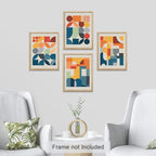 SIGNWIN Adhesive Canvas Poster Mid-Century Modern Colorful Geometric Polygons Abstract Geometric Digital Art Modern Art Decorative Zen Relax/Calm Multicolor Minimalism for Bedroom - 11"x14"x4