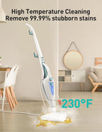 12-in-1 Steam Mop, Fast 15-Sec Heat-Up, 1500W Detachable Handheld Steam Cleaner with 2 Dirt Grip Pads, Removes 99.99% Stubborn Stains for Hardwood Floors, Windows, Tiles, Furniture, Pearl Teal