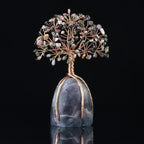 Multi Tourmaline Crystal Tree with Fluorite Rough Base Tree of Life Decor for Shelf, Bedroom, Birthday Gifts for Women, Sister Gifts, Birthday Gifts for Mom, Cute Home Decor Purple Decor Present