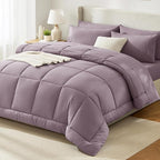CozyLux Full Size Comforter Set Dusty Purple - 7 Pieces Bed in a Bag Dusty Purple Comforter Full Size, Bedding Set with All Season Quilted Comforter, Flat Sheet, Fitted Sheet, Pillowcases