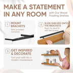 Homeforia 12 inch Golden Oak Floating Shelf, High End Solid Real Wood 12inch Small Floating Shelves for Wall Mounted, Oak Wooden 12in Floating Shelves, Heavy Duty Bracket, 12 X 6.5 X 1.75 in, Set of 2