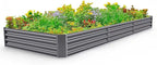Land Guard 12×4×1ft Galvanized Raised Garden Bed Kit for Vegetables, Galvanized Super Large Metal Planter Raised Garden Boxes Outdoor(359 Gallon Capacity（Grey）…