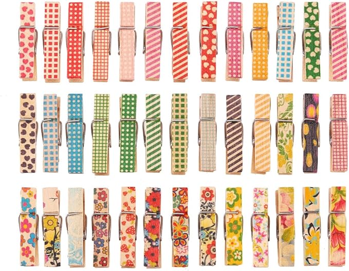 DECORA 3.5cm/1.38in Colorful Painted Wood Clothespin 100 Pieces for Photo Clips Scrap Booking Crafts Gift Wrapping
