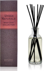 Urban Naturals Leather Mahogany Reed Diffuser Oil Set with Reed Sticks – Masculine Blend of Smoky Bergamot, Leather, Spice, Amber and Wood - Made in The USA