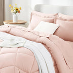 CozyLux King Size Comforter Set Blush Pink - 7 Pieces Bed in a Bag King, Luxury Soft Bed Set for All Seasons, Bedding Set with Down Alternative Comforter, Sheets, Pillowcases & Shams