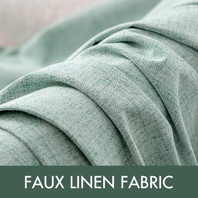 MIULEE Linen Blackout Curtains and Drapes 100% Room Darken Thermal Insulated Grommet Window Panels with Coating 2 PCs W 42 x L 90 inches Seafoam Green
