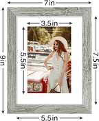 Vittanly 6x8 Picture Frames Set of 9, Shatter Resistant Plexiglass, Display 4x6 Pictures with Mat or 6x8 without Mat, Photo Frames for Wall or Tabletop, Engineered Wood, Grey