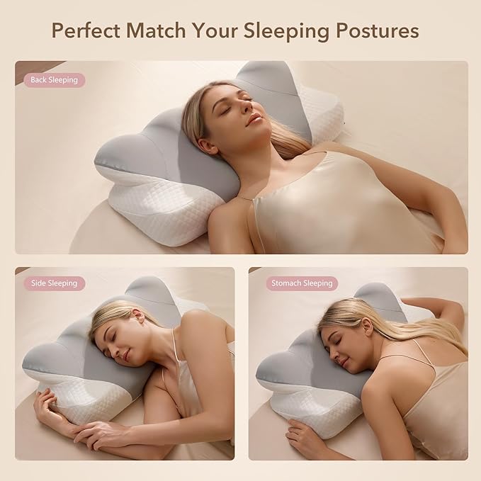 Cervical Pillow for Neck, Contour Memory Foam Pillow, Adjustable Height Double, Neck Pillow for Sleeping, Side Sleeper Pillow for Adults, Ergonomic Bed Pillow for Side, Back, Stomach Sleeper
