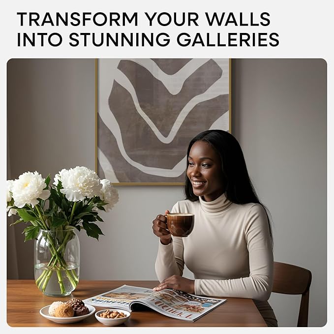 Homeforia 20x30 Picture Frame Bronze, High End Metal 20 x 30 Large Poster Frames with Mat 16 by 24 for Photo, 20x30 Brass Frame Matted to 16x24, 30x20 Hanging Frame, Tempered Glass, Wall Kit, Set of 1