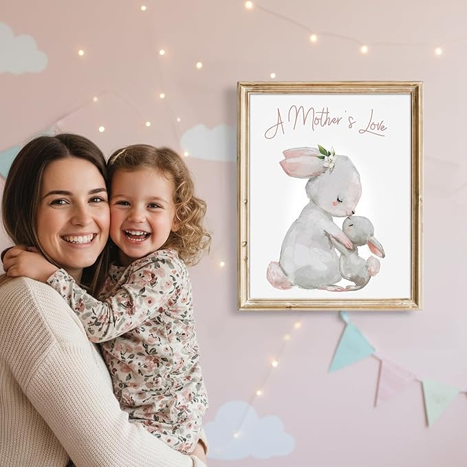 Mother and Child Bunny Wall Art Print - Unframed - 8x10 | Nursery Decor | Bedroom Decor | Room Decor Aesthetic | Bedroom Wall decor