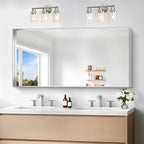 Silver Bathroom Mirror, 24x48 Inch Rectangular Framed Mirror, Large Wall Mounted Bathroom Vanity Mirror Over Sink for Bedroom,Restroom, Living Room, Hangs Vertically or Horizontally