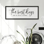 The Best Days End In Dirtiest Clothes Wall Decor 40"×15" Large Laundry Room Bathroom Funny Wood Framed Sign wall Hanging Art (Black)