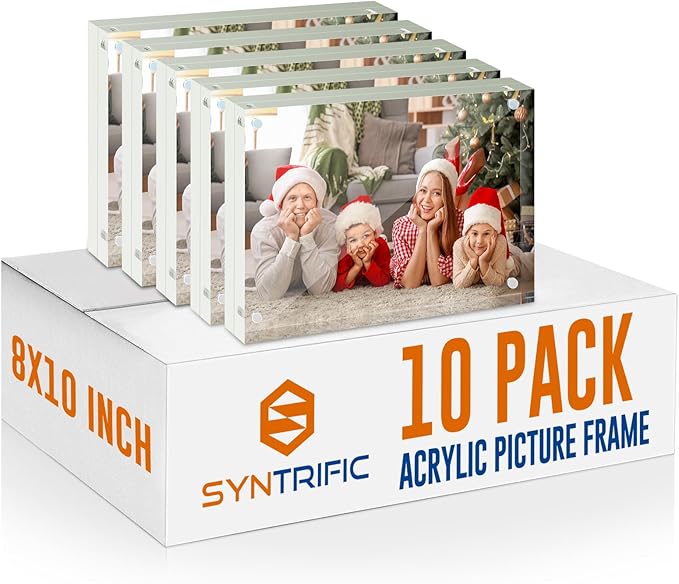 SYNTRIFIC 10 PACK Magnetic Picture Frame,8X10 Acrylic Frame Double Sided Picture Frame,20mm Thickness Magnetic Premium Acrylic Picture Frames Gifts Ideal