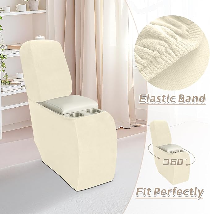 Arfntevss Sectional Recliner Couch Covers Velvet Corner Sectional Sofa Cover for Reclining Couch Stretch Soft L Shape Recliner Slipcover Washable Middle Console Protector (1 Console Cover, Beige)