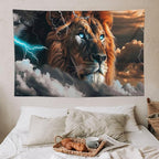 Lion Tapestry Lion Tapestries Christian Fabric Wall Hanging Aesthetic Space Indoor Outdoor Wall Art Tablecloth Bedspread for Bedroom Dormitory Living Room Home Decor 40"x60"