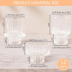 12 Pcs Glass Candlestick Holders Taper Candle Holders for Table Centerpieces, Wedding Decor and Dinner Party, Clear