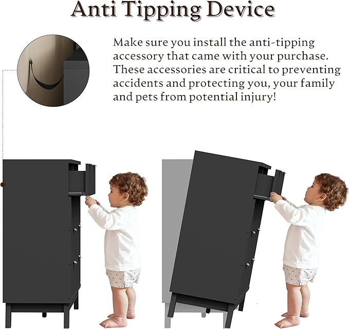 53" Tall Dresser for Bedroom, 8-Drawer Fluted Chest of Drawers, Modern Wood Highboy with Metal Slides and Handles, Anti-Tip Kit, Vertical Clothes Storage Organizer for Apartment, Closet