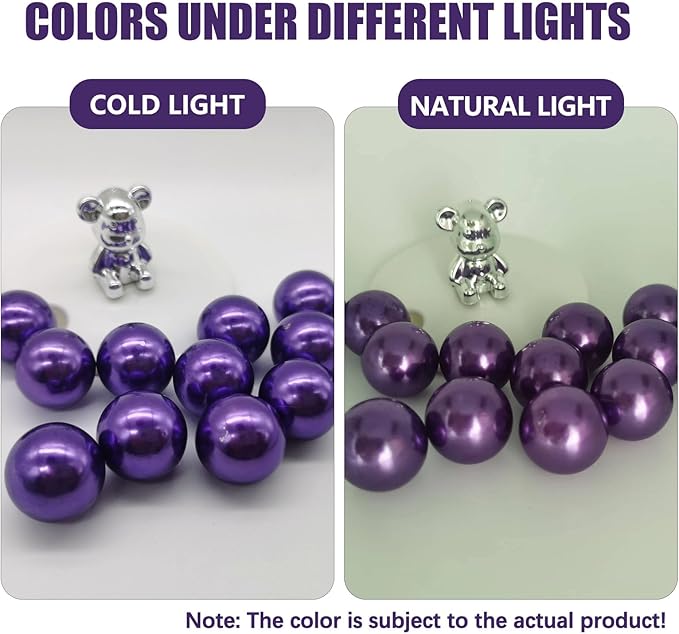 Purple Vase Filler | 150PCS Pearls Bead for Centerpieces Vases | 8/14/20 mm No Hole Beads, Fake Pearls for Wedding Birthday Theme Party Table Centerpieces Decor Decor