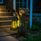 Solar Garden Statues -Highland Cow Lantern Outdoor Handmade Resin Statue with LED Light, and Welcome Holder for Patio, Yard, Gift Ideas (cow2)