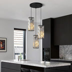 Black Pendant Lighting Modern Pendant Light, Mini Crystal Chandeliers,Adjustable Pendant Light Fixture for Kitchen Island Dinning Room Bedroom (3 Light)