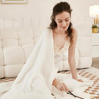 EMME Cotton Throw Blanket for Couch Soft Muslin Blankets 50"x60" Lightweight Breathable Blanket All Season Gauze Blanket, White