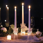 VOHO Clear Ribbed Taper Candle Holders Set of 3, Minimalist Style Glass Candle Holder for Candlesticks and Tealight Candles, Classy Candlestick Holders for Bridal Shower Wedding Decor/Birthday/Holiday