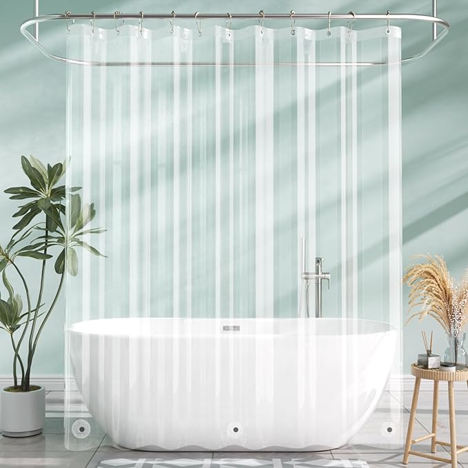 AmazerBath Clear Shower Curtain Liner, 72x78 Long Plastic Shower Curtain Liner, Waterproof PEVA Shower Liner, Cute Lightweight Shower Curtains for Bathroom with 3 Magnets and 12 Rustproof Grommets