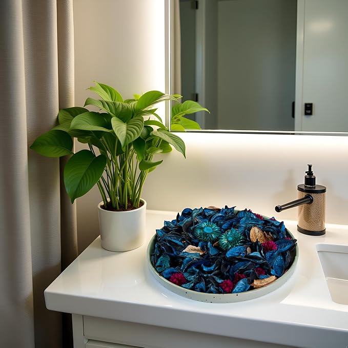 Potpourri Bags, Ocean Breeze Scented Potpourri Bowl Filler Dried Flowers, Vase Filler Decorative, Fragrance Decor for Home Living Room Office, Blue Coastal Beach Decor - 2.8oz (Blue)