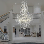 H61'' Silver Crystal High Ceilings Chandelier Staircase Chandeliers Modern Crystal Tree Branch Chandelier, D40'' Foyer Chandelier for High Ceiling Luxury Large Living Room Chandelier, 23-Lights