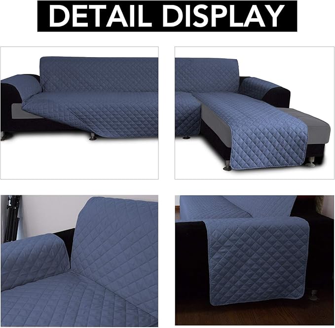 Easy-Going Sectional Couch Covers for Dogs L Shape Sofa Cover Reversible Sofa Slipcover Chaise Lounge Cover Furniture Protector Cover for Pets Dog(X-Large, Dark Blue/Dark Blue)
