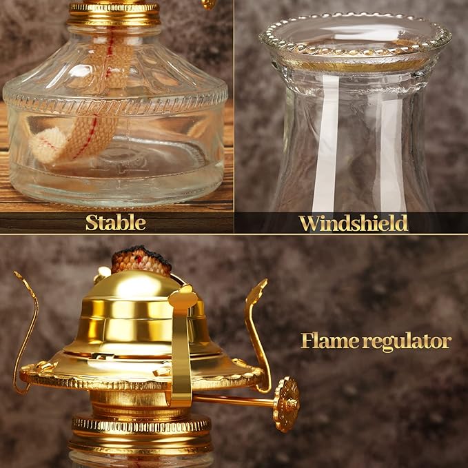 Tuanse 2 Pcs Oil Lamps for Indoor Use Vintage Hurricane Emergency Glass Oil Lamps Large Lantern Classic Decorative Oil Lamp for Home Tabletop Emergency Lighting Supplies(Clear)